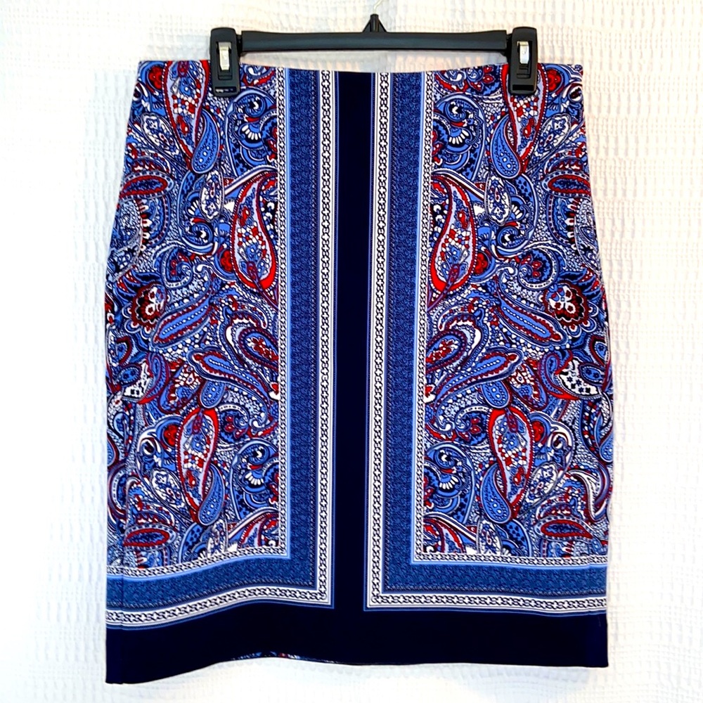 Talbots Skirt Paisley red white blue WM SZ 10